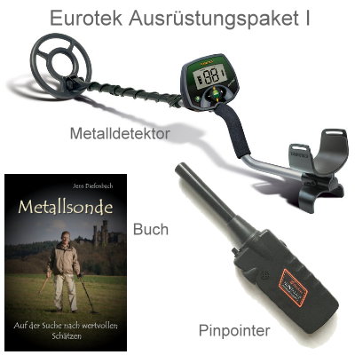 Metalldetektor Ausrüstungspaket Teknetics Eurotek mit Black Huntmate Pinpointer