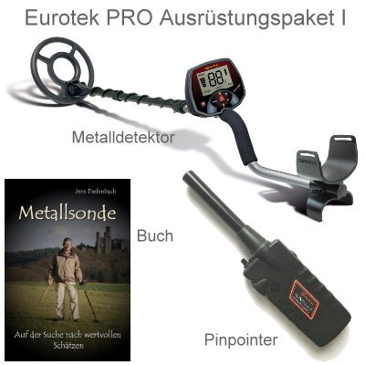 Teknetics Eurotek PRO (LTE) Basispaket (Metalldetektor & Black Huntmate Pinpointer & Schatzsucherhandbuch)