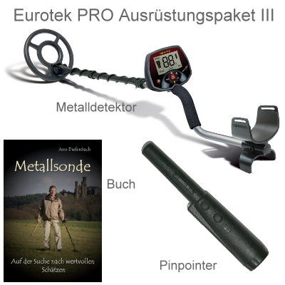 Teknetics Eurotek PRO (LTE) Premiumpaket (Metalldetektor & Quest Xpointer & Schatzsucherhandbuch)